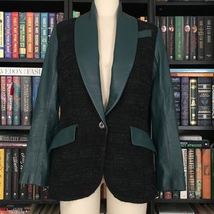 Etienne Aigner Tweed & Leather Jacket